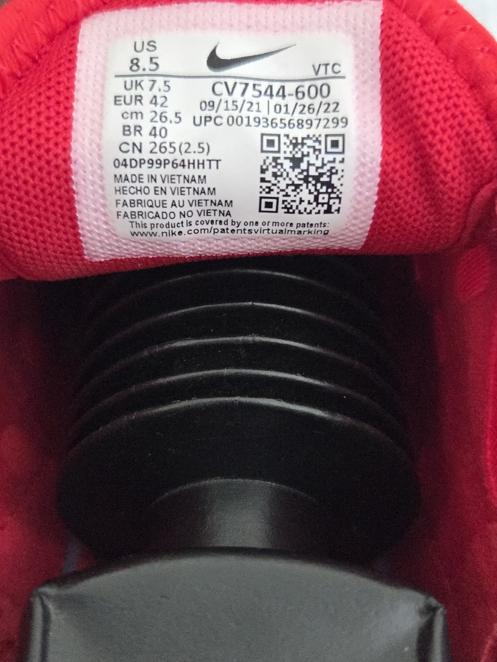 Nike Air Max 270 University Red Sneakers Men Size 8.5  Women's Size 10 - Picture 9 of 10